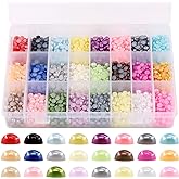 Glarks 2880Pcs 6MM 24 Colors Beads Flat Back Half Round Pearl Bead Cabochon Pearl Flatback Beads Set