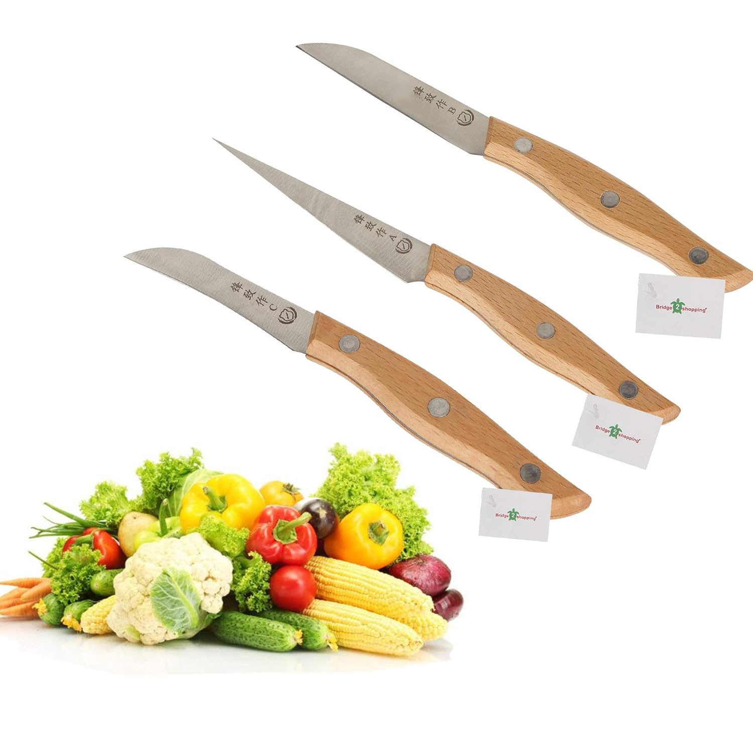 Buy Wooden Fruit and Vegetable Carving Tool Set, Carving Knives, Set of 3 Online