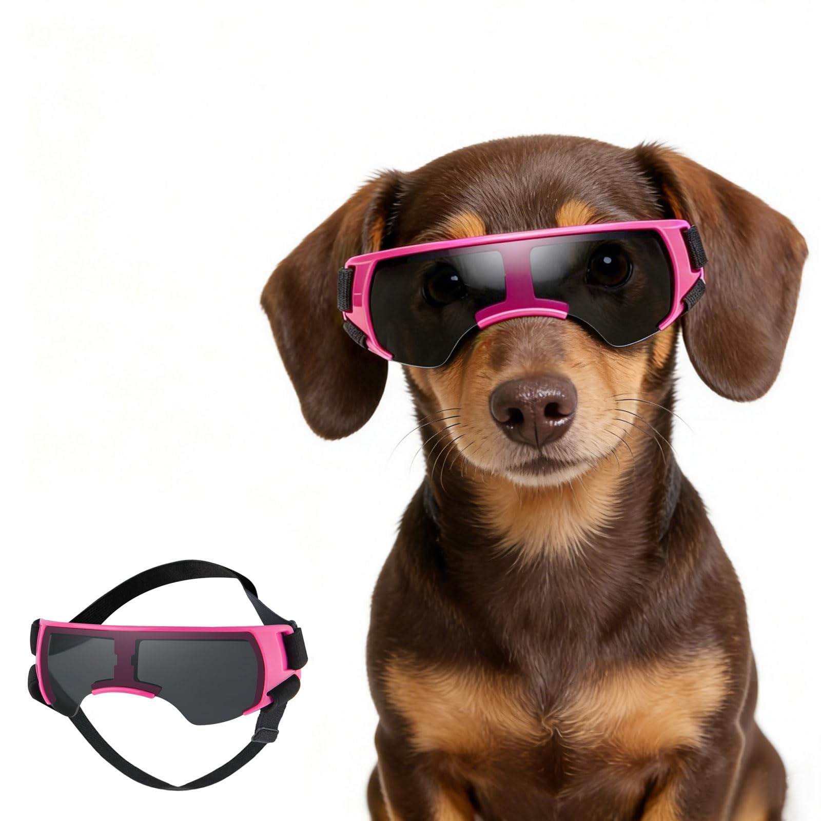 Enjoying Small Dog Sunglasses UV Protection Windproof Antifog Doggy Goggles for Pet Eye Wear, Pink — image 1
