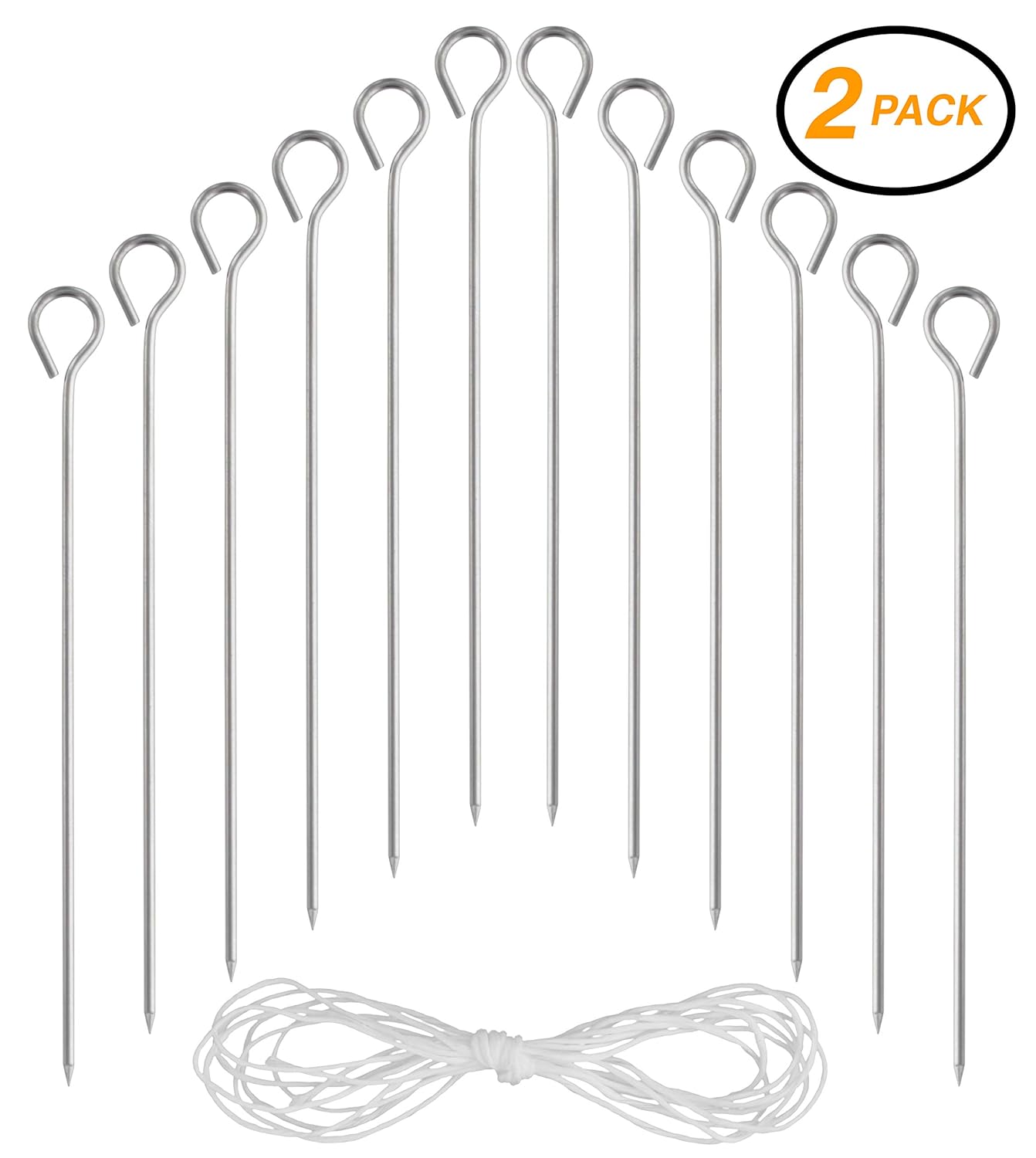 Ram-Pro Poultry Lacing Kit - Roasting Supplies Stainless Steel Food Skewers Grill Delicious Kebab Sticks, Durable Meat Rolls Steel pin for Kitchen & Dinning (2 Pack)