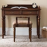 RUNNUP Mid-Century Desk with 2 Drawers 35.5" Wide Home Office Desk Workstation Solid Wood Computer Writing Study Desk for Sma