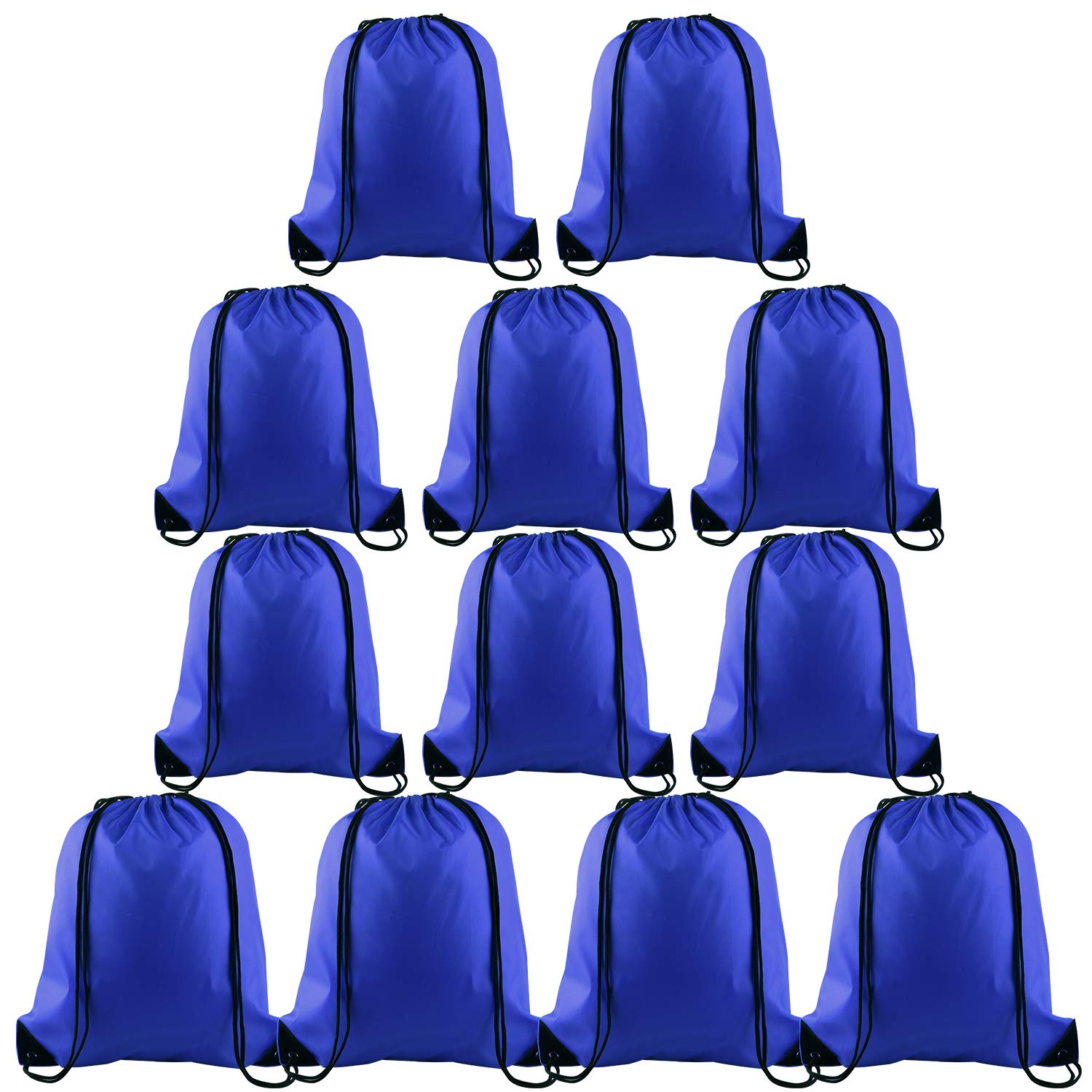 FEPITO 2/12/15 Pack Drawstring Backpack Bags Sack Cinch Bag String Backpack for Gym Traveling (12, Blue)