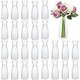 24 Pack Plastic Vases, 6.7 Inch Small Plastic Flower Vase Bulk Clear Acrylic Vases for Centerpiece Home Wedding Party Decorations