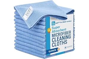 MICROFIBER WHOLESALE 12" x 12" MW Pro Multi-Surface Microfiber Cleaning Cloths | Blue - 12 Pack | Premium Microfiber Towels for Cleaning Glass, Kitchens, Bathrooms, Automotive, Supplies & Products