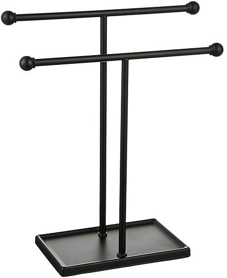 AmazonBasics Double-T Hand Towel and Accessories Stand - Black