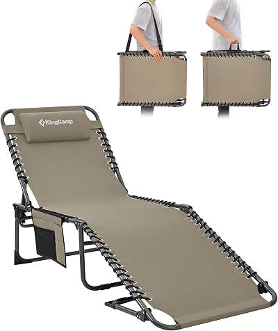 KingCamp Sun Lounger Five-Position Adjustable Backrest Garden Lounger