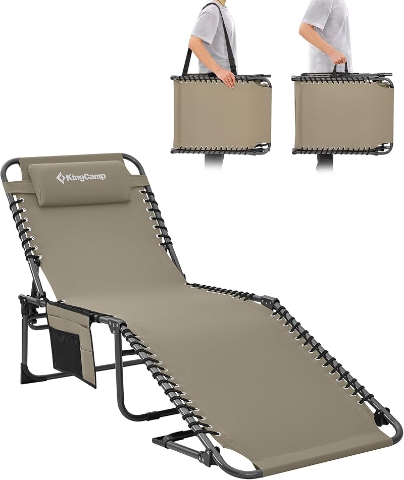 KingCamp Sun Lounger Five-Position Adjustable Backrest Garden Lounger