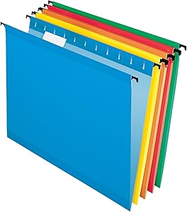 Pendaflex SureHook Reinforced Hanging Folders, Letter Size, Assorted Colors, 20 per Box (6152 1/5 ASST)