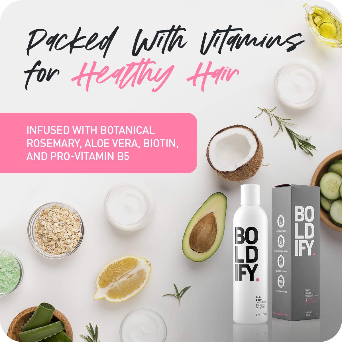BOLDIFY Hair Boost Thickening Conditioner - All Natural Volumizing for Fine Hair, No Sulfates, Biotin Conditioner For Hair Growth, Hair Loss Conditioner Instantly Stimulates Thicker & Fuller Hair-8oz: Beauty