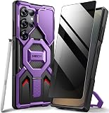 TONGATE Magnetic for Samsung Galaxy S25 Ultra Case with Privacy Screen Protector, [Compatible with MagSafe][Camera Protective Cover][Military-Grade Protection] Ring Stand Phone Case S25 Ultra, Purple