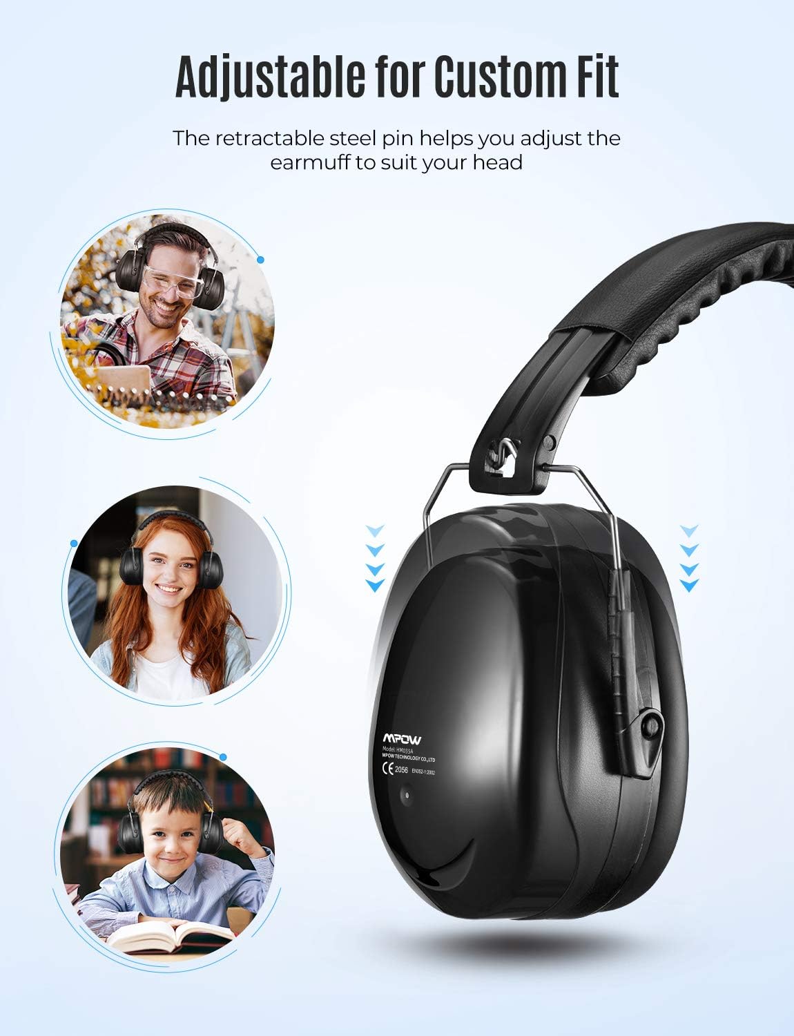 Mpow Ear Protection 2 Packs, NRR 28dB Professional Ear Defenders with a Carrying Bag, Foldable Noise Reduction Safety Ear Muffs for Hearing Protection, Shooting, Mowing, Construction, Woodworking - - 