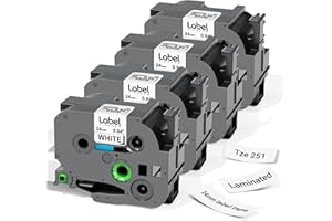 Label KINGDOM TZe-251 Compatible Label Tape for Brother P-Touch, 24mm (0.94 in) Laminated White, for PT-D610BT, D600, PT-700, P710BT, PT-P750W, 4-Pack