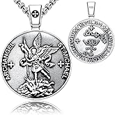 VENICEBEE® Archangel St. Michael Saint Seal Medal Sigil Necklace Christian Sacramental Solid 925 Sterling Silver Pendant + Black Velvet Pouch, Polishing Cloth, Fine Gift Box