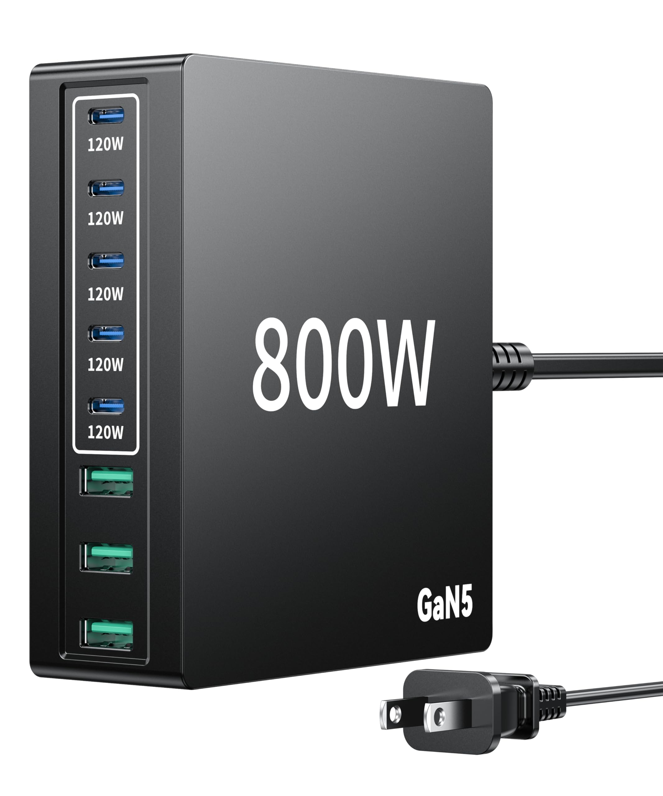 880W USB C Charger Block Charging Station 8 Port Fast Chager 140W PD PPS AVS HUB Laptop MacBook Charger Compatible with All iPhone 17 Pro Max/17 Air/16 SE/Samsung Galaxy 25/ MacBook Pro/Air/iPad Pro