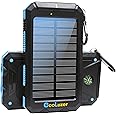Solar Power Bank 36800mah, Solar Charger Power Bank with 18W PD 5V 3.1A outputs, IP67 Waterproof, Grade A+ Battery with LED Flashlight and Compass, Perfect Camping Gear Accessory for Outdoor (Blue)