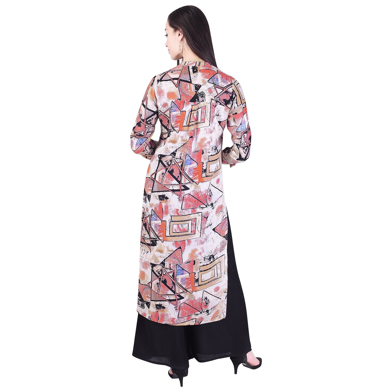 twin feet women's rayonstraight kurti with palazzo (pack of 2)(kp28red-black)