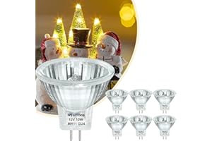 Ivyemons GU4 MR11 12V 10W Halogen FTD Spotlight Bulb, 6 Pack 2800k Warm White Fiber Optic Light Bulbs Mr11, Dimmable Precision MR 11 Bulb for Accent, Landscape, Track Light, Christmas Tree Lighting