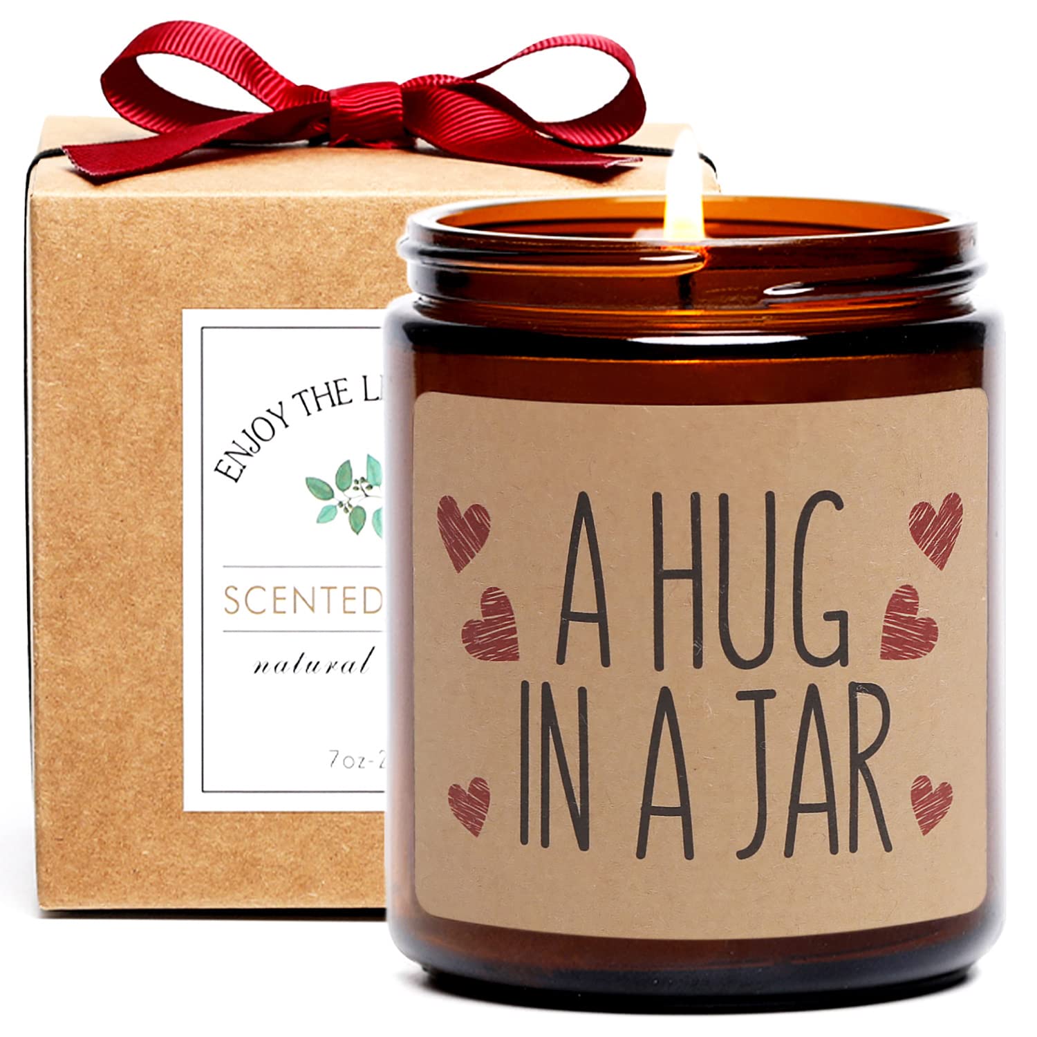 Thinking of You Gift, A Hug in a Jar Scented Soy Candle, Inspirational Positive Wishes Encouragement Present Get Well Soon, Condolence, Relaxing, Divorce Gifts for Women Friends Daughter Neighbour