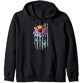 Zero Lucks Given Sugar Skull Sunflower & American Flag Zip Hoodie