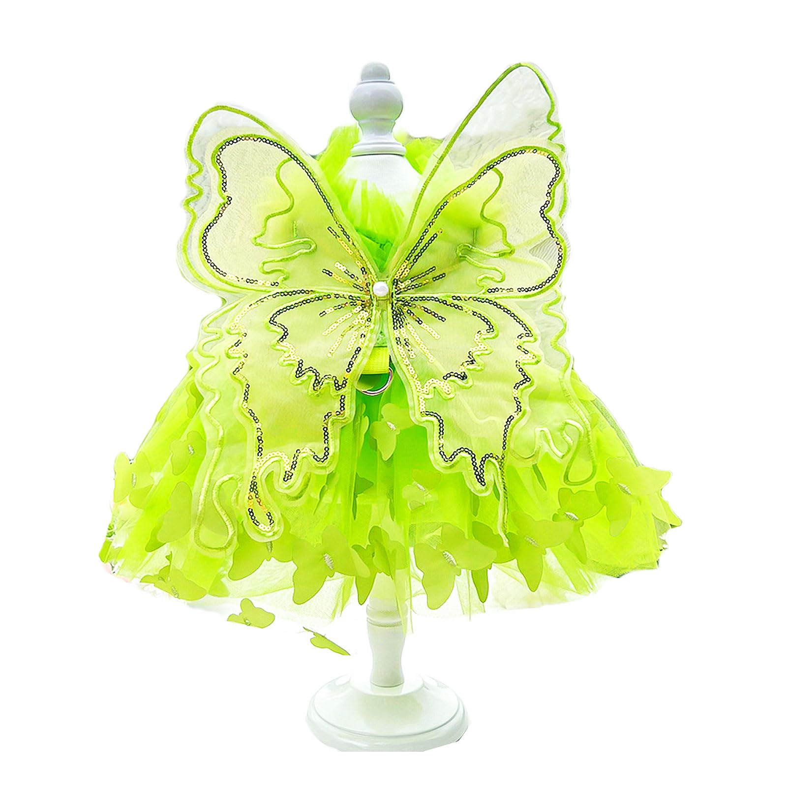 BT Bear Princess Dress for Dogs - Butterfly Wedding Dress With Multi-Layer Tutu Skirt for Cats and Puppies, Green M