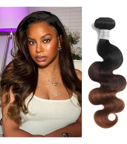 Amazon.com : T1B/2/30 Chestnut Brown Ombre Human Hair  display picture 2