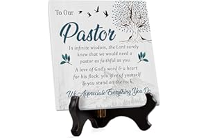 VETBUOSA Pastor Appreciation Gifts - Pastor Gifts, Pastor Appreciation Gifts for Men, Thank You Gifts for Pastor, Birthday Gifts for Pastors, Religious Christian Plaque with Wooden Stand Unique Pastor Gifts