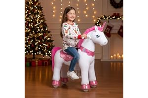 PonyCycle Ride on Unicorn Ride on Toys for Girls Riding Pink Unicorn Rocking Horse Essential Model E (with Brake/ 30" Height/Size 3 for Age 3-4) Ride-on Animals Plush Pony Toys, E312