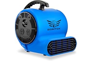 BSMTEK Air Mover Blower Fan, Industrial 1/3HP 1200CFM Monster Floor Blower Carpet Dryers - 3 Speeds Switch, 4 Adjustable Angles, 10FT Long Cord, Stackable - 2025 Upgraded