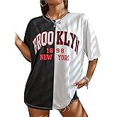 SOLY HUX Women's Oversized Graphic Tees Letter Casual Summer Tops Short Sleeve Tshirt