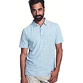 Faherty Men's Salt Wash Indigo Stripe Short Sleeve Polo