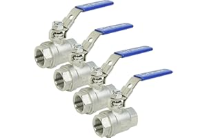 YADIAN 4 Pack Ball Valves 304 Stainless Steel 3/4" NPT Female Full Port Ball Valve Heavy Duty Shut Off Valve 3/4 inch for Water, Oil, and Gas with Locking Device, NPT Female, 1000 WOG