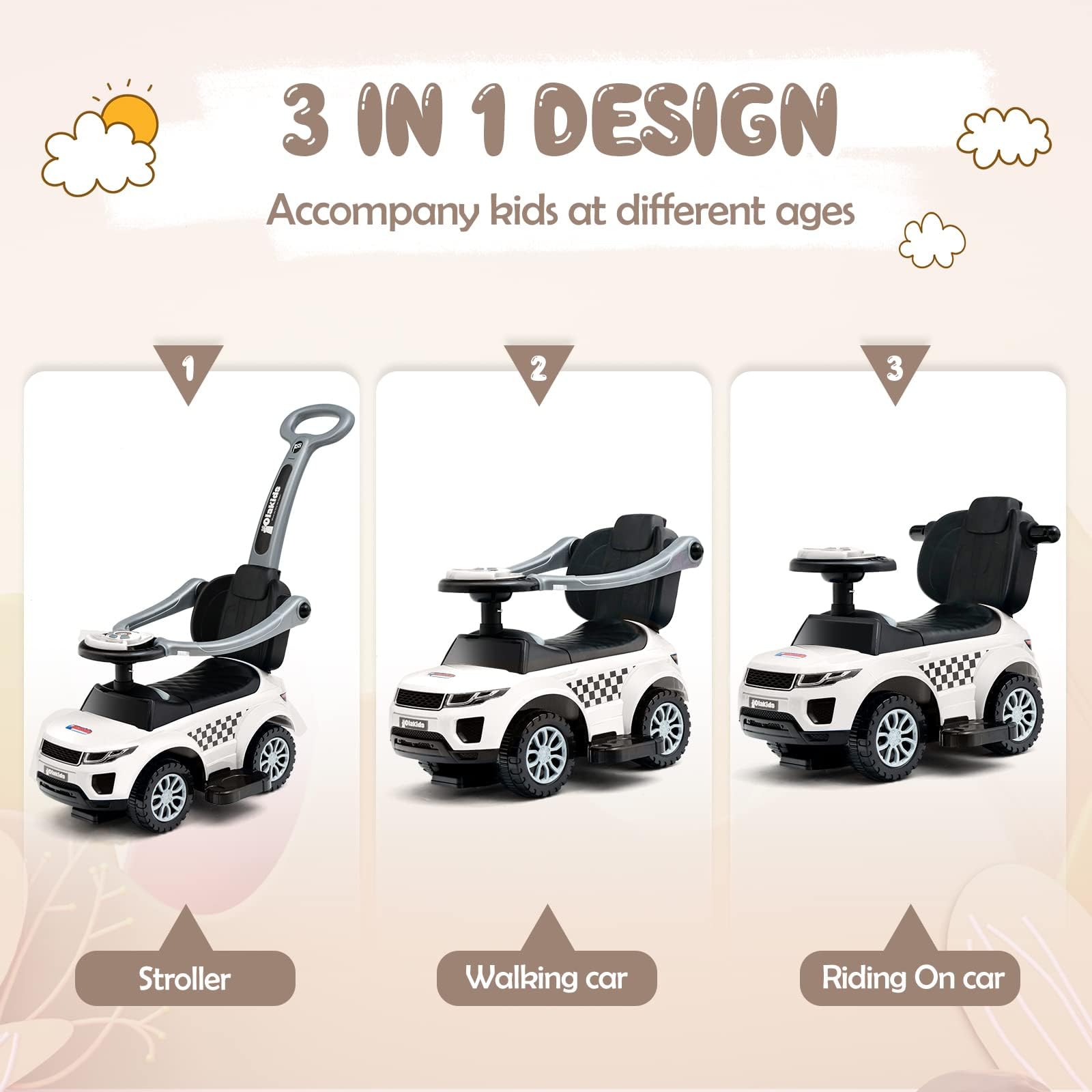OLAKIDS Ride On Push Car Image 3