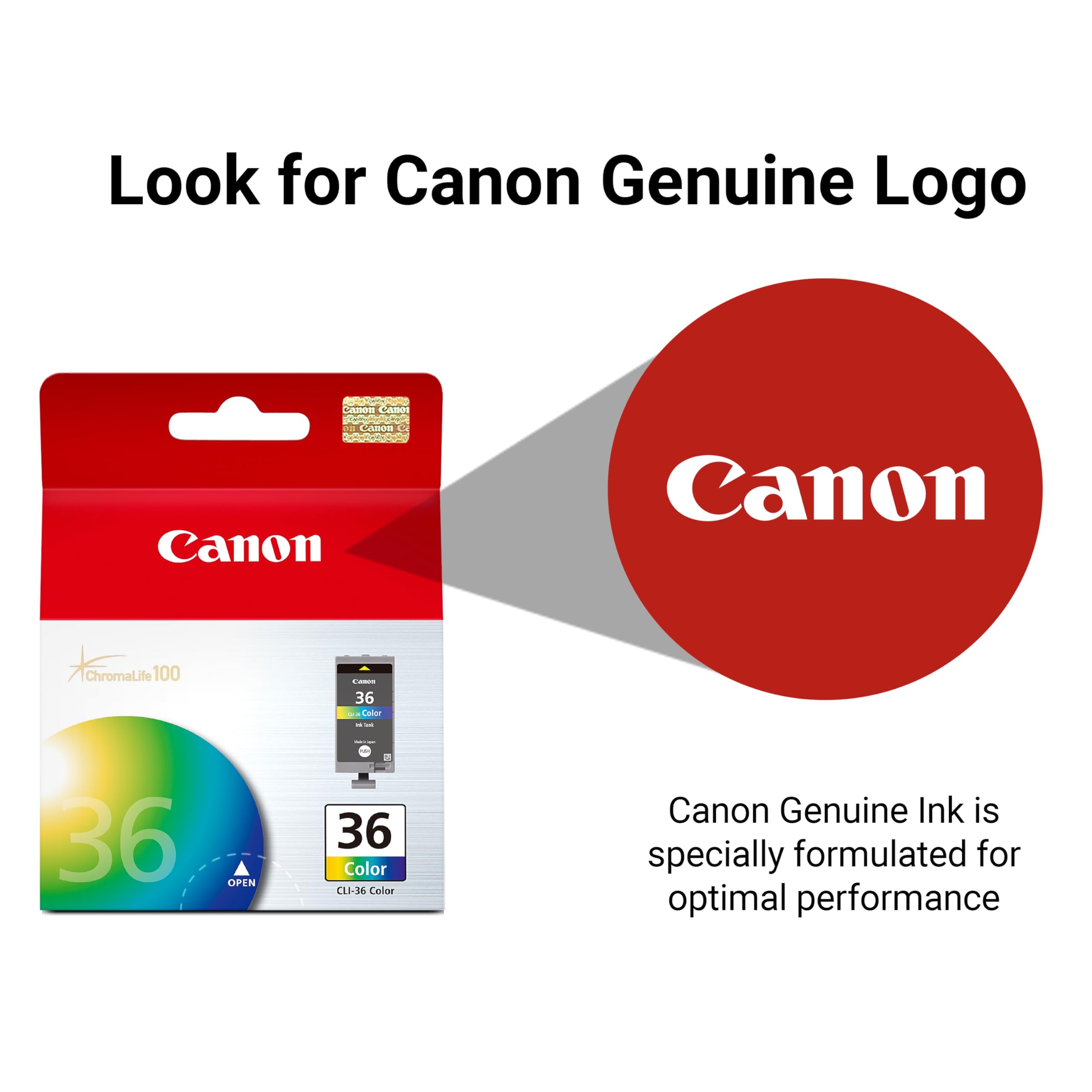 Canon CLI-36 Genuine Color Ink Tank, Compatible with mini320, mini260, iP100, iP110, TR150 and TR160 Printers