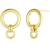 CTEEGN Gold/Silver Plated Dangle Earrings for Women Dainty Drop Dangling Dangly 14K Plated Hoop Huggie Stud Earrings Trendy Small Statement Tarnish Jewelry Gifts