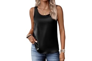 Zeagoo Silk Satin Tank Tops for Women Scoop Neck Sleeveless Camisole Tops 2025 Summer Basic Blouses