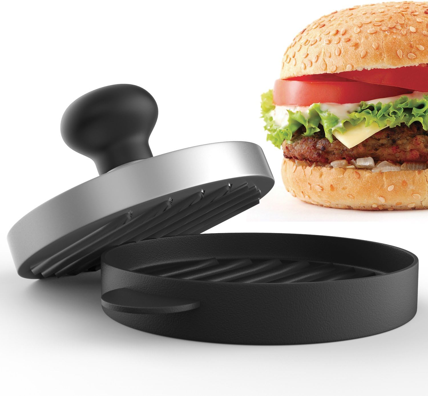 Planet Homeware Burger Press - Premium Hamburger Patty Maker - For Stuffed, Sliders and Regular Burgers - For Bacon, Sausage and Hamburgers - Durable, Makes Perfect Patties Every Time