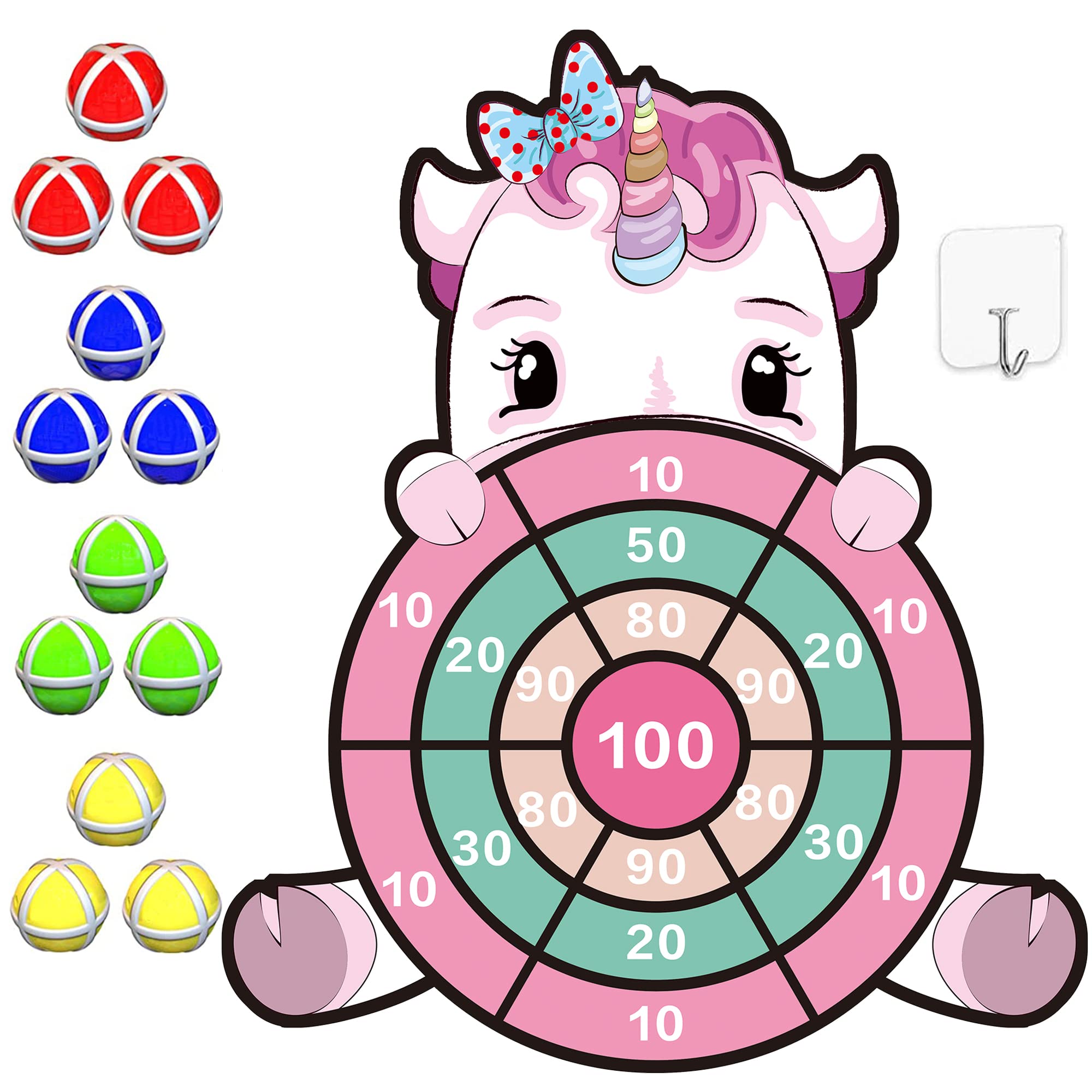 Unicorn Gifts for Girls, 63cm Velcro Dartboard Game Unicorn Toys for Kids Age 3-7, Toys for 3 4 5 Year Old Birthday Party Tossing Game for Kids 4-8, Girls Gifts Presents Christmas Stocking Fillers