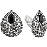 SELOVO Rhinestone Teardrop Big Stud Earrings Clip On Earrings