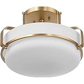 Robert Stevenson Lighting Allegra - Etched Opal Glass and Metal Semi-Flush Mount Ceiling Light, White and Gold
