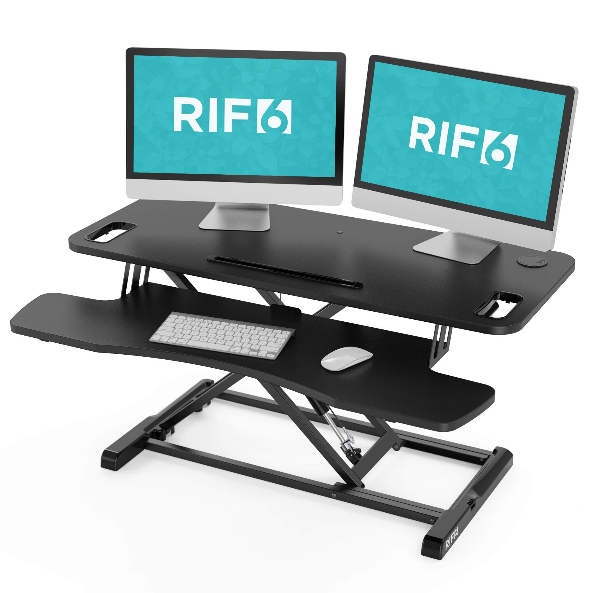 RIF6 Adjustable Height Standing Desk Converter 37 2 Inch Wide Laptop 