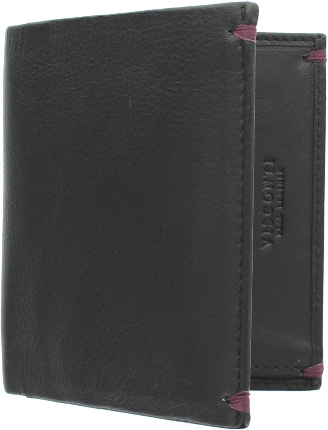 VISCONTI Alpine Collection BRIG Slim Leather Wallet RFID Blocking AP61 Black/Burgundy - Image 5