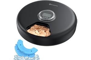 BEMOONY Automatic Cat Feeder Wet Food: Cordless Dog Foods Dispenser - Small Pet Fresh Food Refrigerated Container with 2 Ice Packs - Programmable Timer AA Battery Powered Kitten Feeding - 6 Meals Per Day