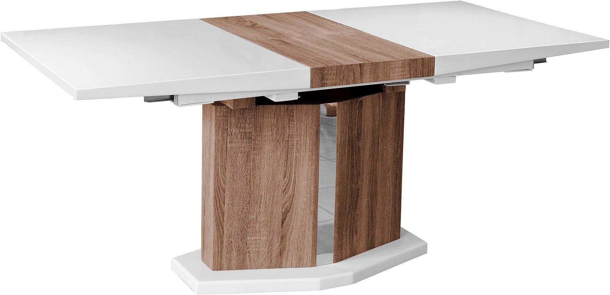 The Look High Gloss Extending white Dining Table.