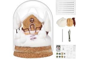 FARBCLUB Needle Felting Kit, Seasonal Scenery DIY Wool Felting Kit with Wool Roving Glass Cover, Handmade Craft Felting Kit Perfect for Beginners, Adults, Ideal Gift for Craft Enthusiasts (Winter)