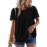 BETTE BOUTIK Women Boho Tops Short Sleeve Summer Flowy Shirts Dressy Casual Loose Trendy Blouses