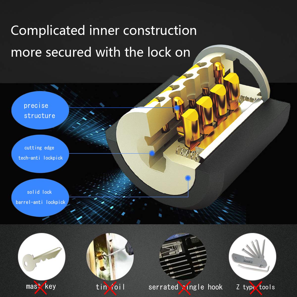 bedee Screamer Motorbike Lock, Anti-thief Motorcycle Alarm Disc Lock Zinc Alloy Heavy Duty Motorbike Bike Bicycle Disc Lock Waterproof 110dB Alarm Sound 6mm Pin Motorcycle Brake Disc Security Disc Lock with 1 Reminder Cable/3 Keys /1 Set Ba