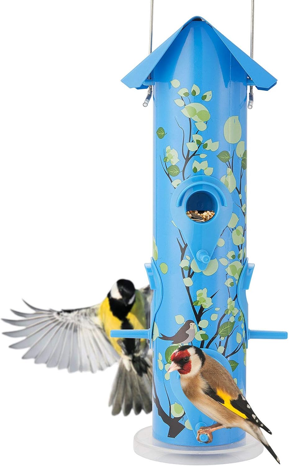 Kingsyard Bird Feeders for Outside Hanging Metal Tube Bird Feeder with 6 Bird Feeding Station 1lb Bird Seed Capacity for Oriole Finch Cardinal NOT Squirrel Proof