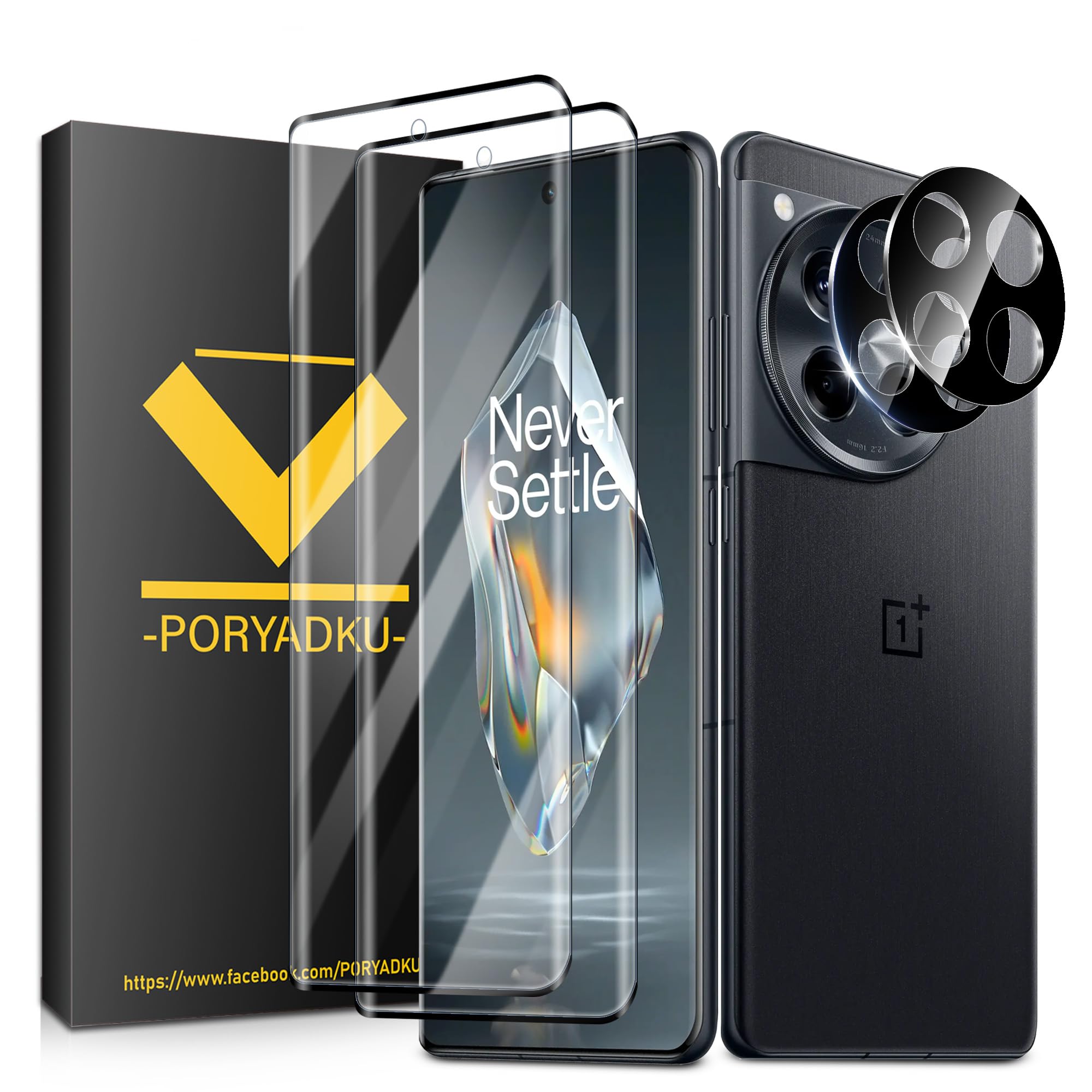 Photo 1 of [2+2 Pack] for OnePlus 12R Screen Protector, Camera Lens Protector, Bubble-Free, Fingerprint Compatible, Anti-Scratch, Case Friendly