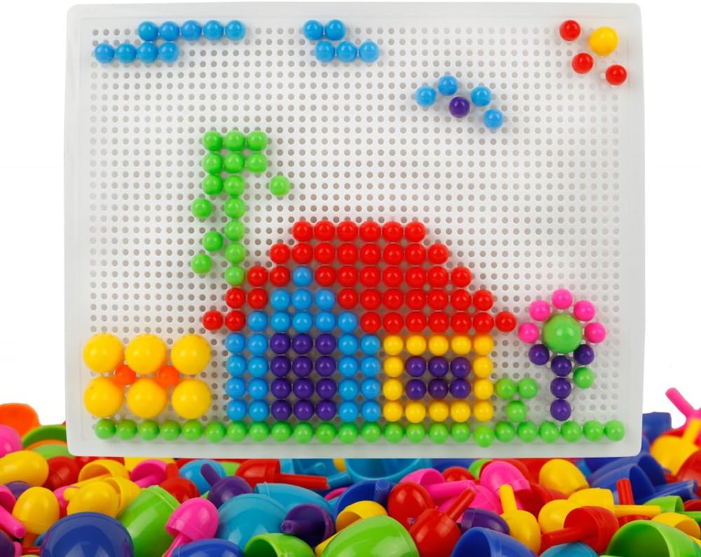 Building Blocks Pegboard toy Game Puzzles Construction Set Birthday Christmas Gift for Boys Girls Children Kids 368 Pieces (2* 184 pieces)