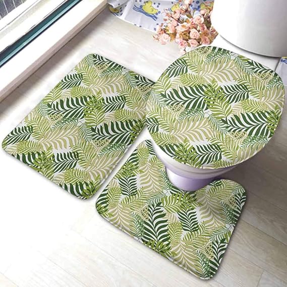 Memory Foam Bathroom Mats Set Tropic Exotic Palm Tree